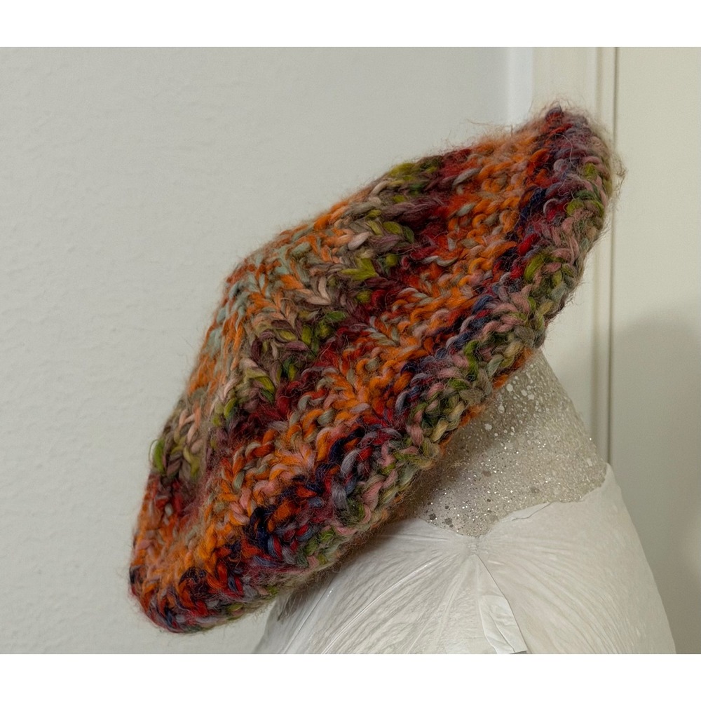Forever 21 Womens Knit Beret Hat Multicolor Wool Blend boho artsy festival retro